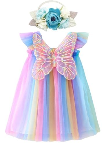 BGFKS Butterfly Wing Tutu Dress for Baby Girl,Toddler Princess with Headband