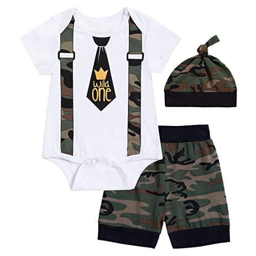 Funny Bowtie One Year Old Boys Romper Bodysuit Set