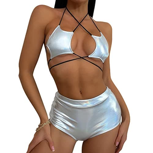 IMEKIS Metallic Rave Outfit for Women