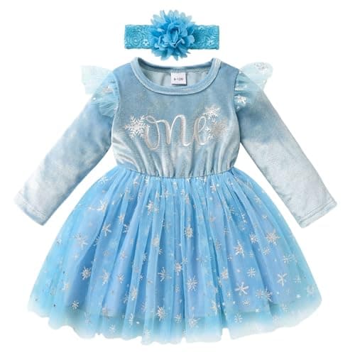 GRNSHTS Baby Girl Snowflake Velvet Dress with Hairband for Winter