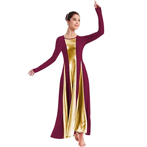IMEKIS Women's Metallic Liturgical Dance Dress for Church Worship Costume