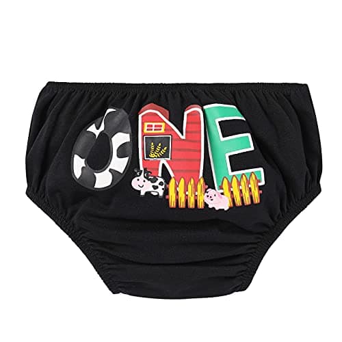 IMEKIS Baby Boys Farm Animals 1st Birthday Cake Smash Outfit with Suspenders Shorts