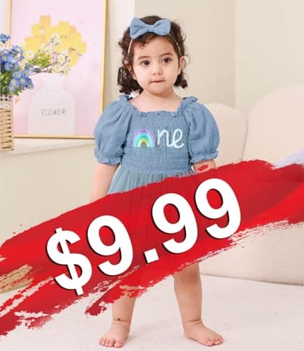 Grehava Baby Girl 1st Birthday Tulle Romper 0-18 Months Short Sleeves