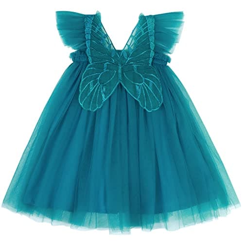 AGQT Baby Girls Butterfly Print Tulle Tutu Sundress 6M-6T