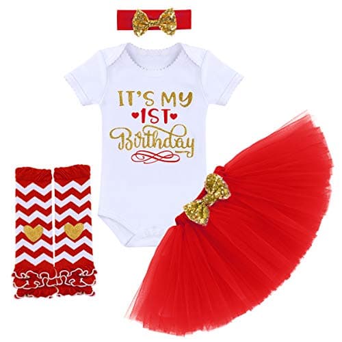 ODASDO 1st / 2nd / Half Birthday Tutu Skirt Smash Cake Set 4pcs Party Clothes
