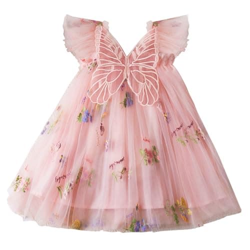 AGQT Baby Girls Butterfly Print Tulle Tutu Sundress 6M-6T