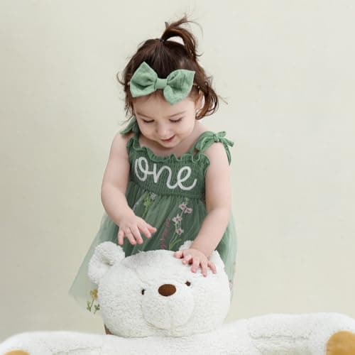 Durio Baby Girl 1st Birthday Tutu Romper with Headband Sleeveless