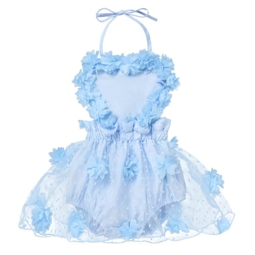 IBTOM CASTLE Baby Girl Boho One-Ruffle Lace Romper Tutu Dress for 1st Birthday Photoshoot