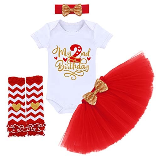 ODASDO 1st / 2nd / Half Birthday Tutu Skirt Smash Cake Set 4pcs Party Clothes