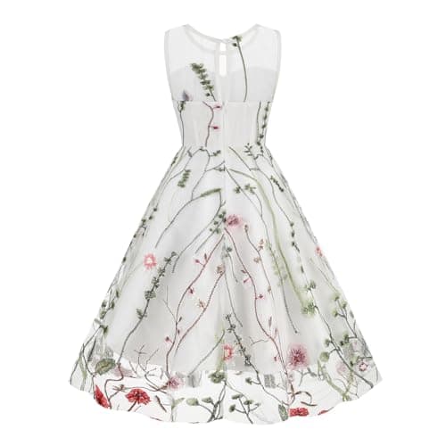 Embroidered Floral Lace Dress for Kids Girls