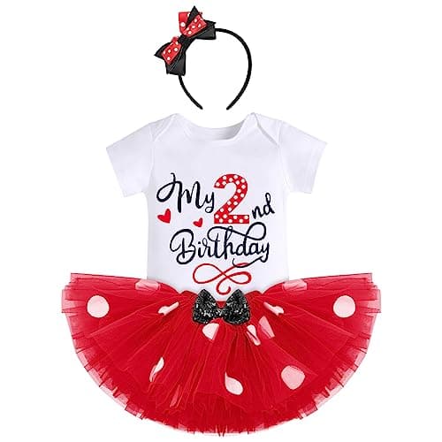 IBTOM CASTLE Polka Dots Romper Tutu Dress for Baby Girls Birthday Outfit