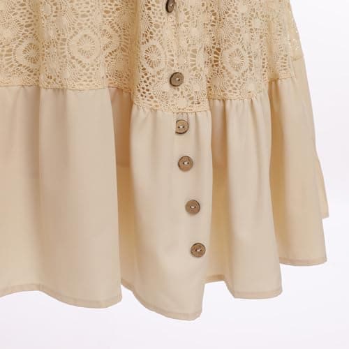 IMEKIS Women Lace V Neck Batwing Sleeve Tie Back A-line Party Dress
