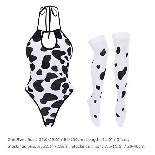 IMEKIS Women's Anime Cow Maid Lolita Cosplay Kawaii Costume Set