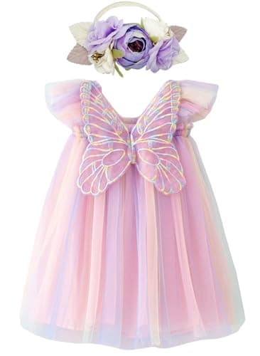 BGFKS Butterfly Wing Tutu Dress for Baby Girl,Toddler Princess with Headband