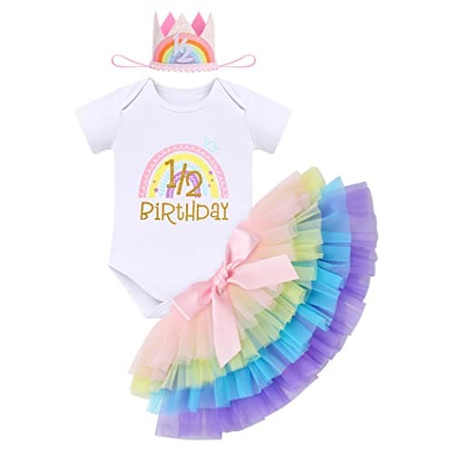 Boho Rainbow 1st Birthday Outfit for Baby Girls