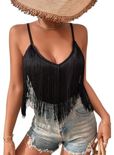 Womens Western Cowgirl Fringe Top - Boho Rodeo Camisole Trends