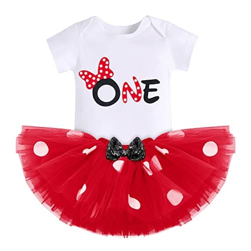 IMEKIS Baby Girls 1st Birthday Tutu Romper with Polka Dots & Mouse Ears Costume