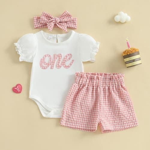 Amiblvowa Toddler Girl 1st 2nd 3rd Birthday Smash Cake Outfit