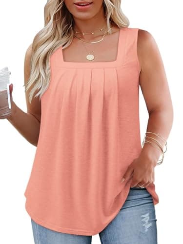 Flowy Square Neck Tank Tops for Women XL-5XL