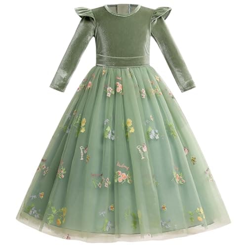 IMEKIS Embroidered Floral Velvet Dress for Toddler Girl Fall Winter 3-12T
