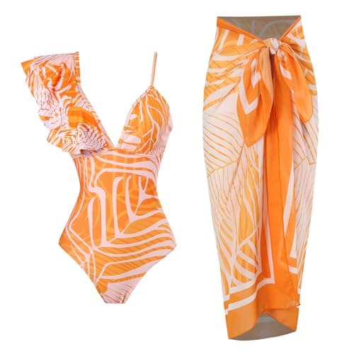 Women's One-Piece Swimsuit with Cover-up Sarong - Beach Outfit