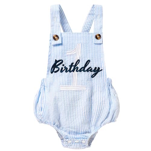 Solid Color 1st Birthday Romper for Baby Boys and Girls