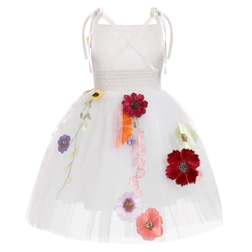 IMEKIS Toddler Girl Birthday Princess Dress Flower Embroidery Tulle Wedding Veil 1-6T
