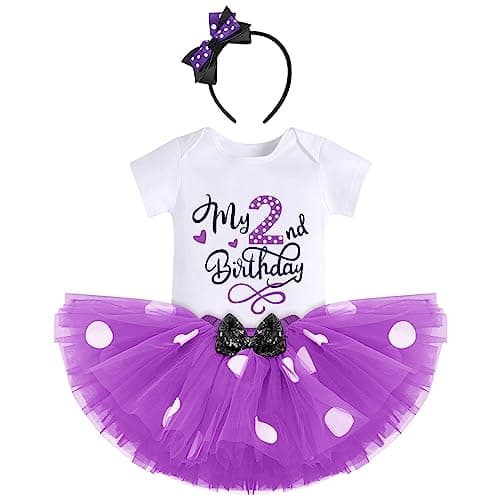IBTOM CASTLE Polka Dots Romper Tutu Dress for Baby Girls Birthday Outfit