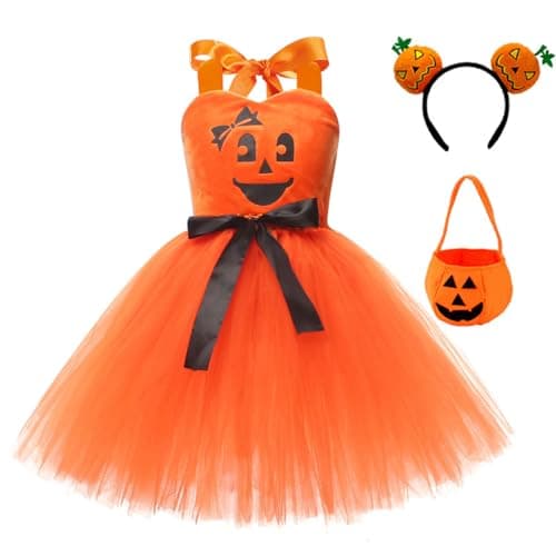 Halloween Pumpkin Costume Dress for Toddler Girls – 3 Piece Set