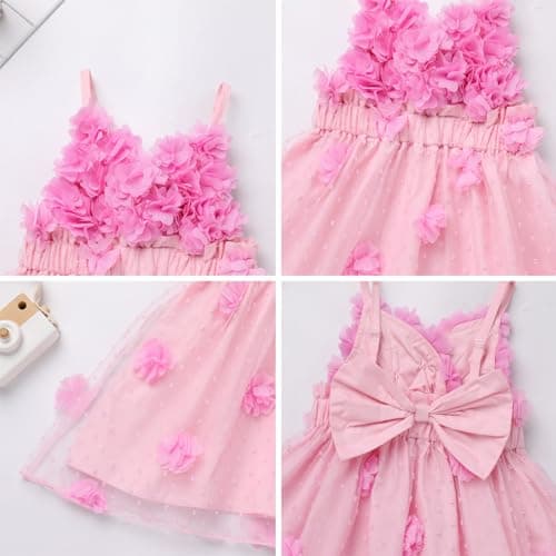 IMEKIS Newborn Baby Girl Flower Backless Tulle Dress for Birthday