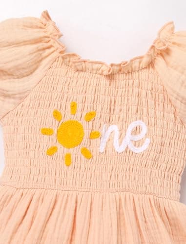 IMEKIS Baby Girl Half 1st Birthday Smocked Strawberry Dress