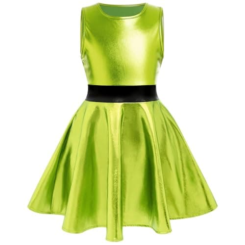IMEKIS Holographic Skater Dress for Girls 3-12T - Perfect for Halloween, Music Festivals, and Cosplay