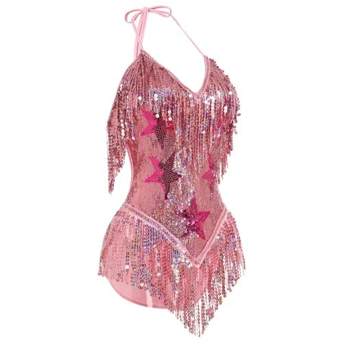 Women's Sequin Tassel Bodysuit for Music Festivals and Nightclubs