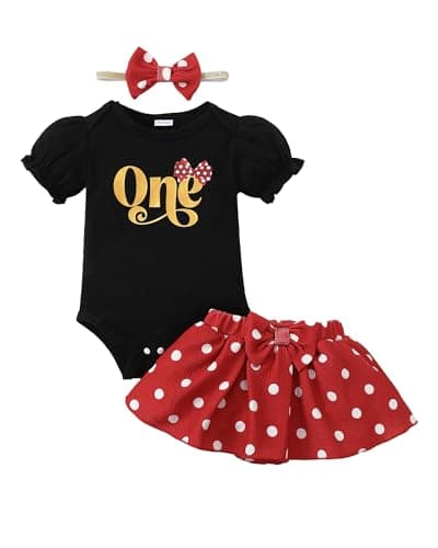 Mioglrie 1st Birthday Girl Outfit Romper Tutu Set 3-18 Months