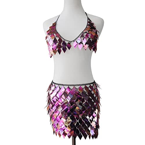 Sassy Body Chain Set with Tassel Skirt and Crop Top for Women and Girls
