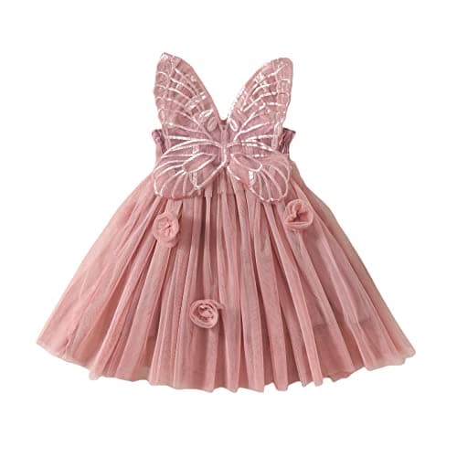 ZINTAOZT Toddler Butterfly Wings Sleeveless Skirt Birthday Party Tutu Dress