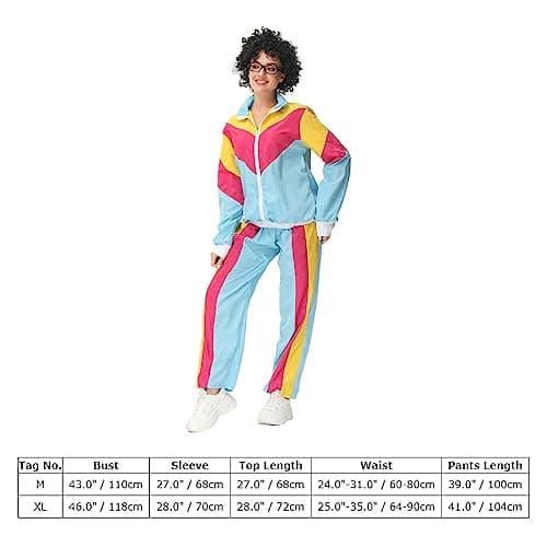 Retro Hip Hop Windbreaker for Women Men - IMEKIS 80s Tracksuit Halloween Cosplay Disco Shell Suit
