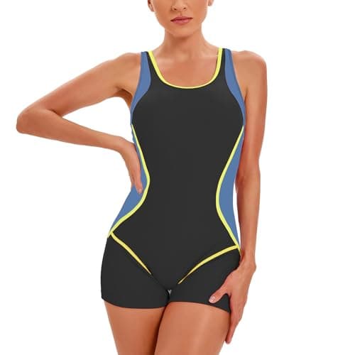 IMEKIS Women's Tummy Control Color Block Swimsuit