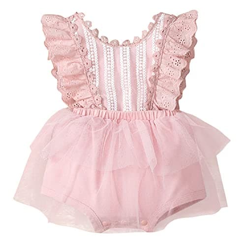 IMEKIS Baby Girls Boho Lace Romper Dress Newborn Outfits