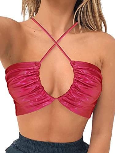 Square Neck Buckle Strap Cami Crop Tube Top