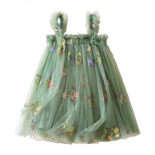 NNJXD Casual Flower Embroidered Tulle Dress for Baby GirlsToddler