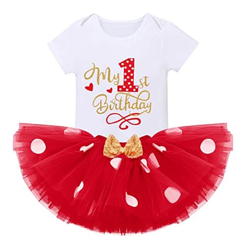 IMEKIS Baby Girls 1st Birthday Tutu Romper with Polka Dots & Mouse Ears Costume