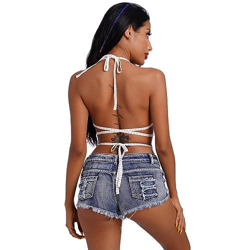 Fluffy Fur Triangle Bikini Crop Top for Women