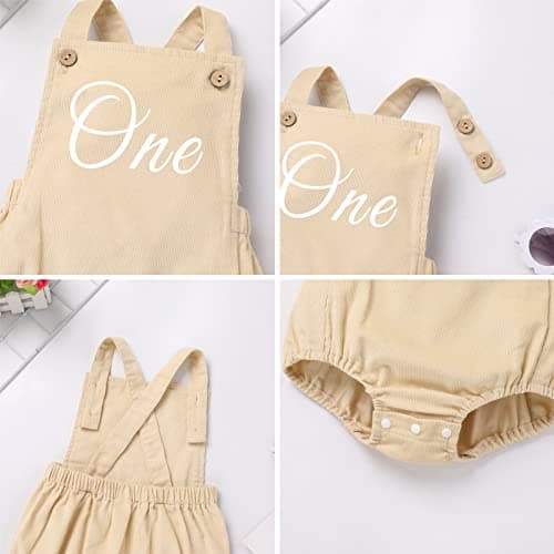 IMEKIS Boho Backless Overalls Romper for Baby 1st Birthday Cake Smash Photo