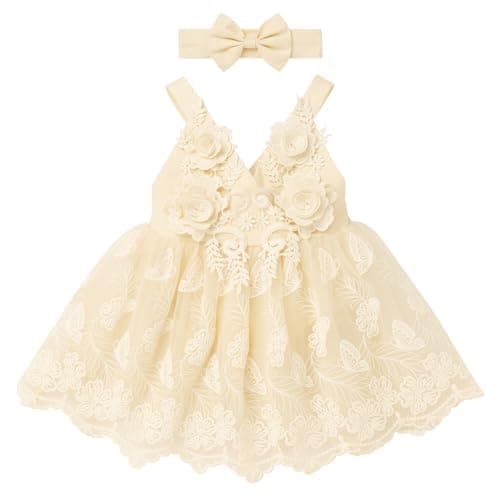 Butterfly Lace Romper Dress for Newborn Baby Girl's 1st Birthday