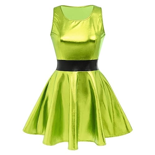 Anime Halloween Costume Metallic Skater Dress Outfit for Women and Girls