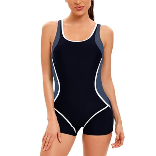 IMEKIS Women's Tummy Control Color Block Swimsuit