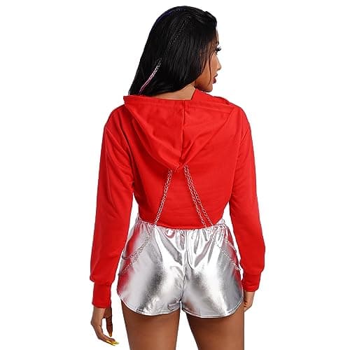 ABAFIP Women's Rave Gothic Crop Top Hoodie