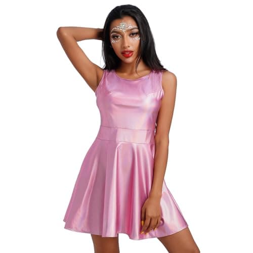 Anime Halloween Costume Metallic Skater Dress Outfit for Women and Girls