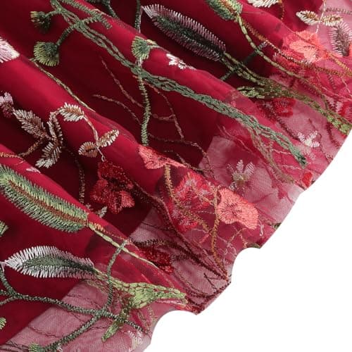 Vintage Floral Embroidered Mesh Flower Girls Swing Dress